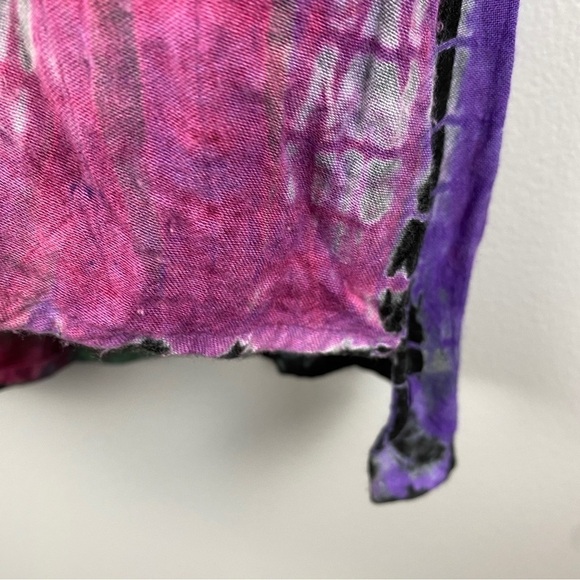 Parsley & Sage Black White Tie Dye Multi Colour Hem Embroidered Button Down XL - Picture 9 of 12